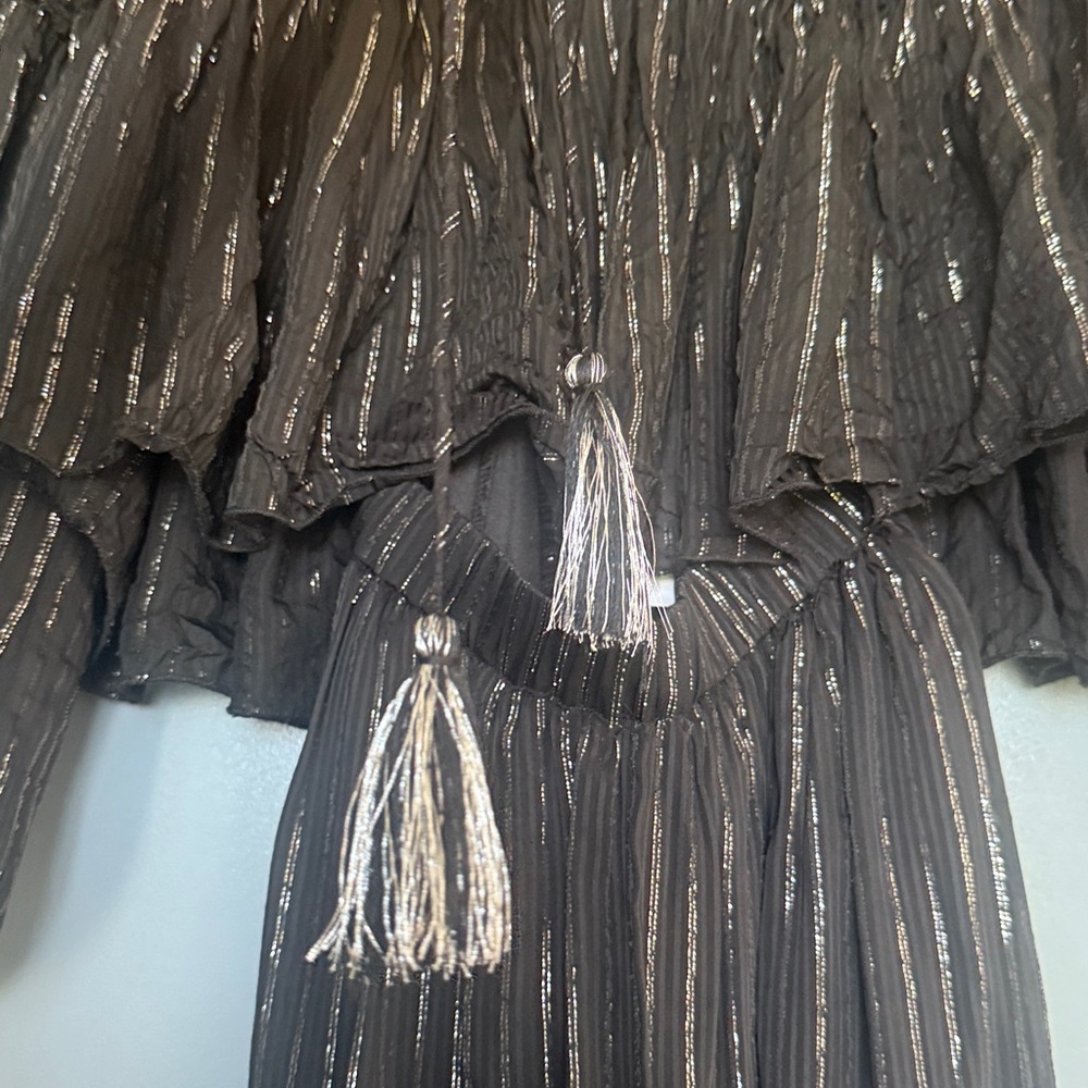 NWT NSR 2 Piece Black Maxi Dress with Silver Pin Stripes -Small - Picture 5 of 15